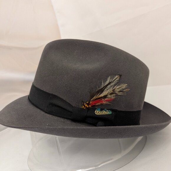 Barbisio Gray Rabbit Fur Felt Fedora - Size 7 - Picture 1 of 9